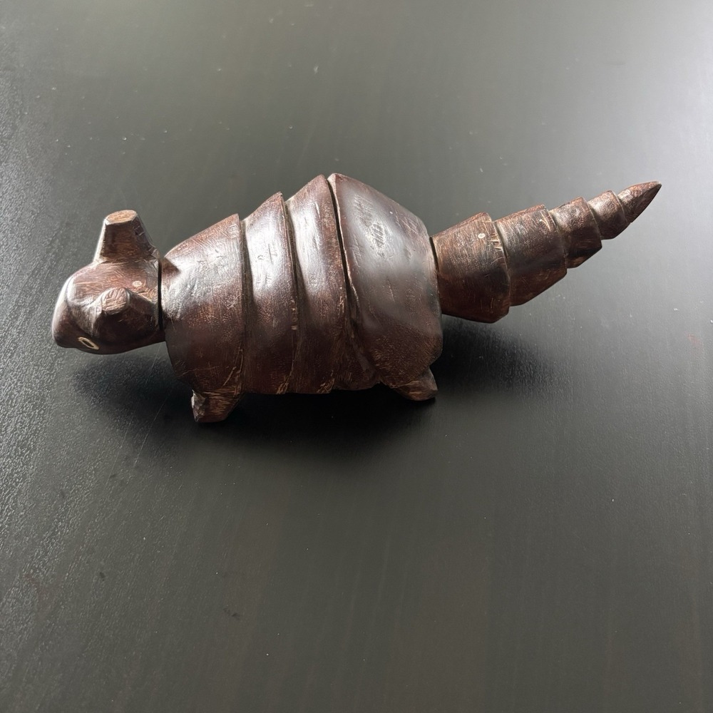 Armadillo‎ Wood Figure Statue Hand Carved 8" Art Figure Decor Animals